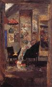 James Ensor Skeleton Looking at Chinoiseries France oil painting artist